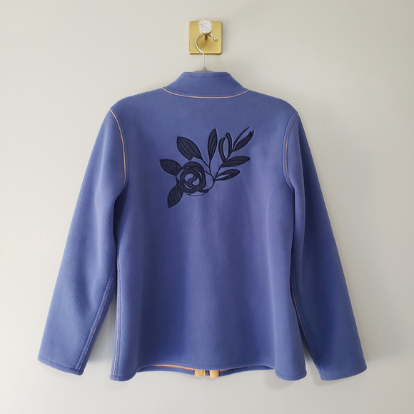 Susan Graver Style Fleece Jacket Women Small Embroidered Fleece Full Zip Floral - Picture 4 of 11